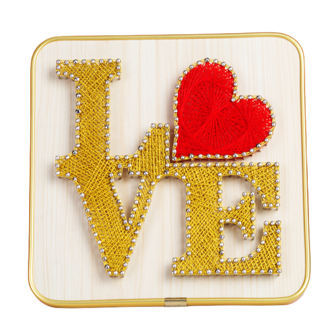 Love Letters – String Art Set met warm geel en rood hart
