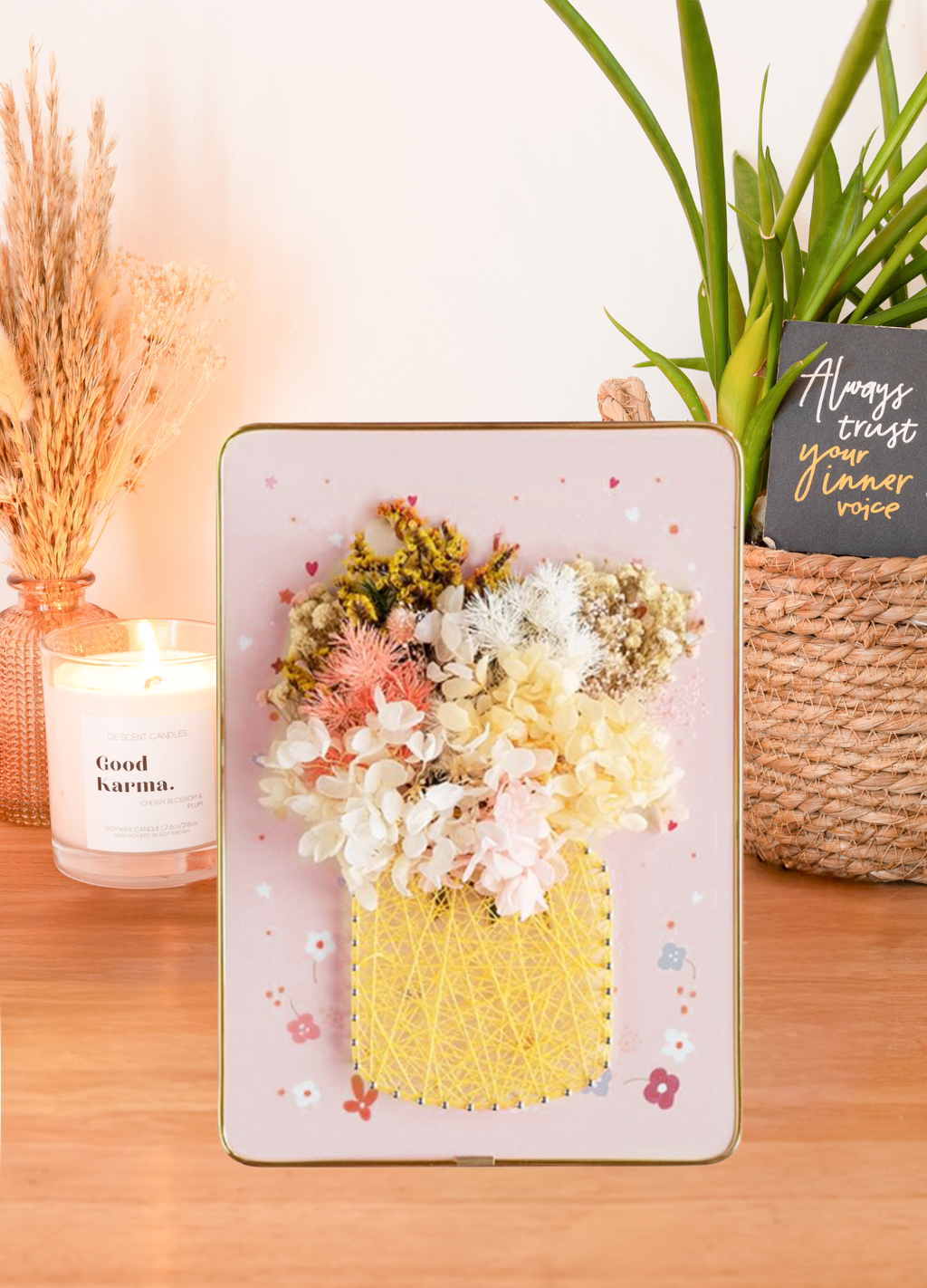 Golden Vase - String Art Set met droogbloemen en ledlichtjes