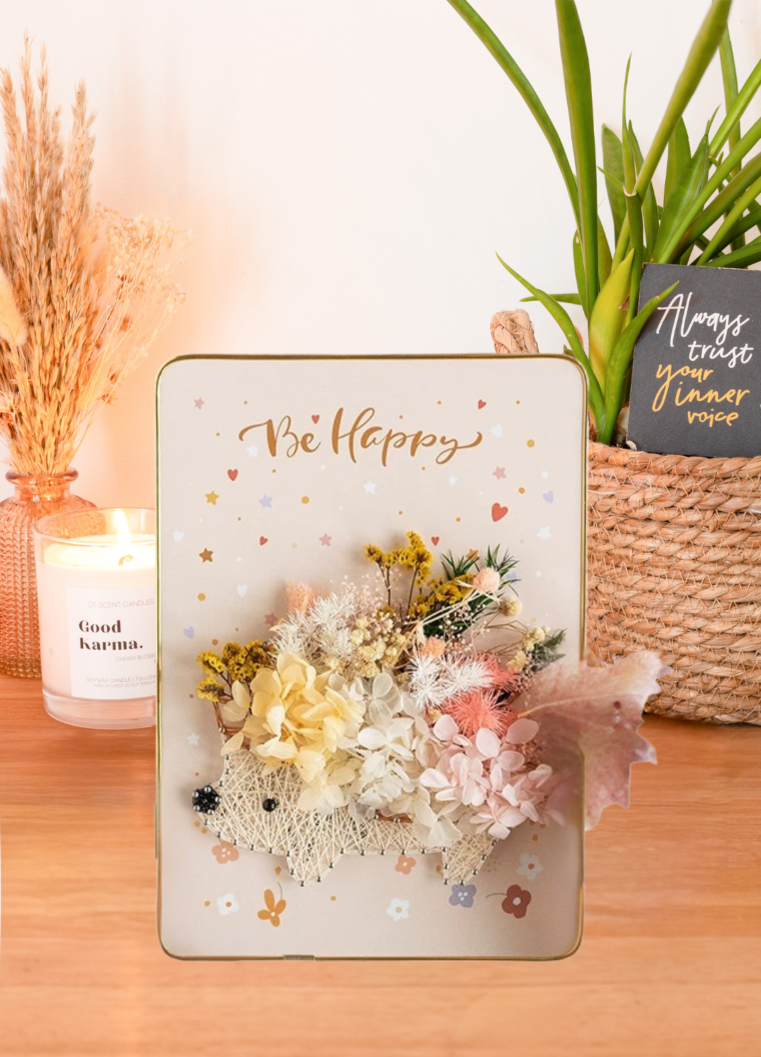 Honey Hedgehog - String Art Set met droogbloemen en ledlichtjes