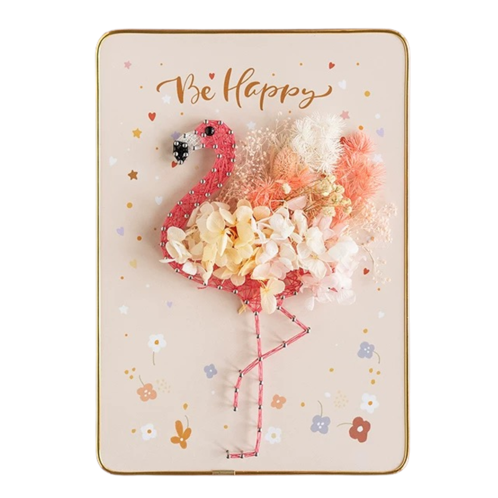 Flamingo Bloom - String Art Set met droogbloemen en led