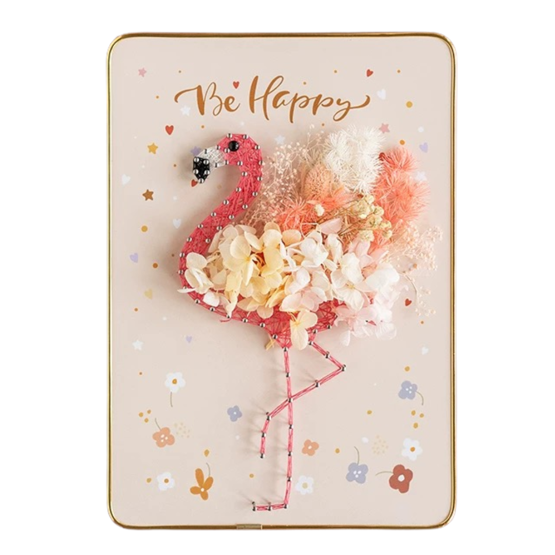 Flamingo Bloom - String Art Set met droogbloemen en led