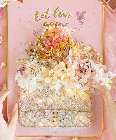 Glow Purse – String Art Set met lichtjes en zachte droogbloemen