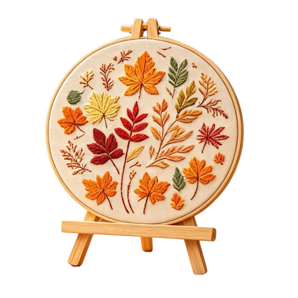 Maple Glow – Borduurset met herfstbladeren in warme tinten