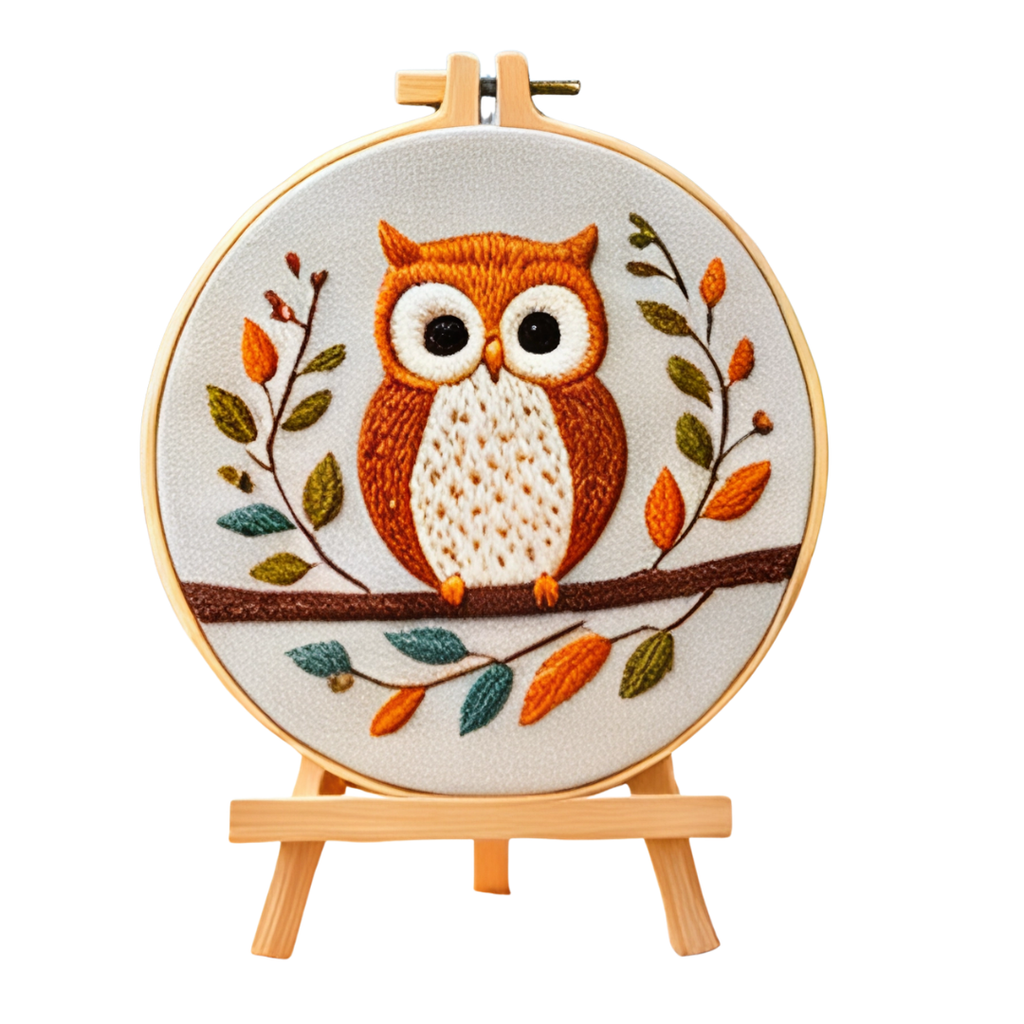 Evening Guardian – Borduurset met uil op tak