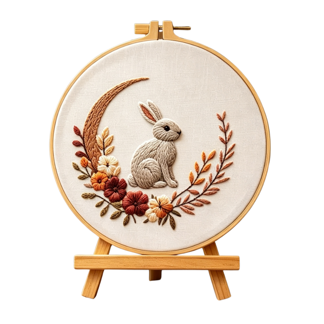 Forest Bunny – Borduurset met konijn in herfstkrans