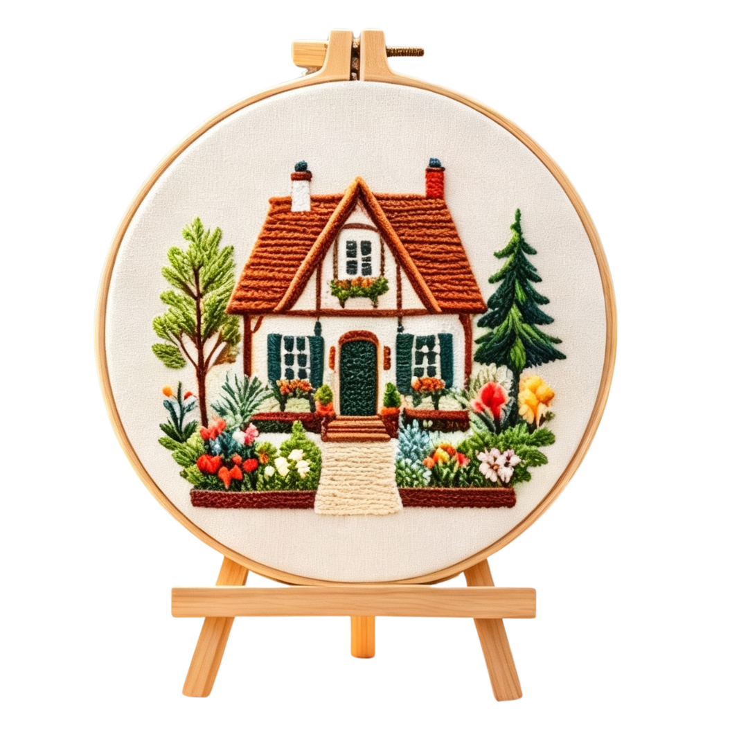 Cottage Welcome – Borduurset met charmant huis en bloementuin