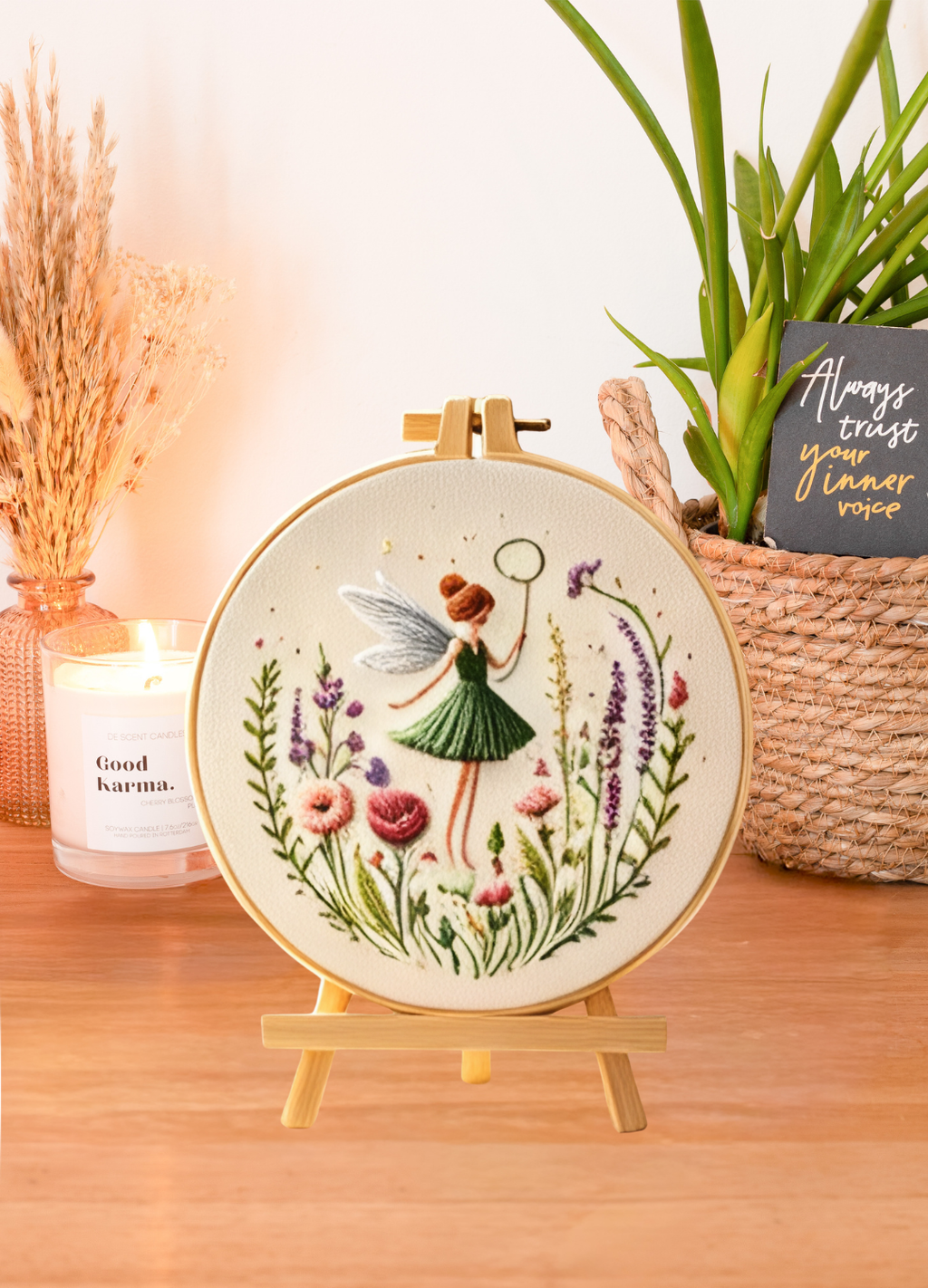 Meadow Dance – Borduurset met elfje tussen veldbloemen