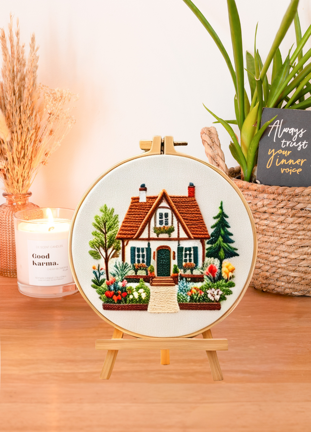 Cottage Welcome – Borduurset met charmant huis en bloementuin