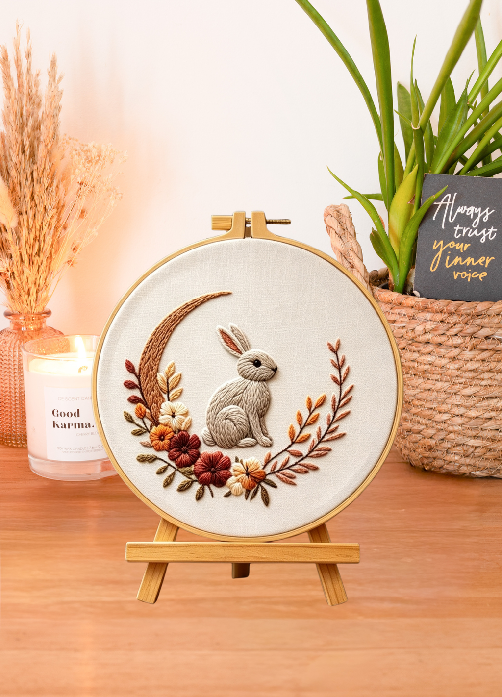 Forest Bunny – Borduurset met konijn in herfstkrans