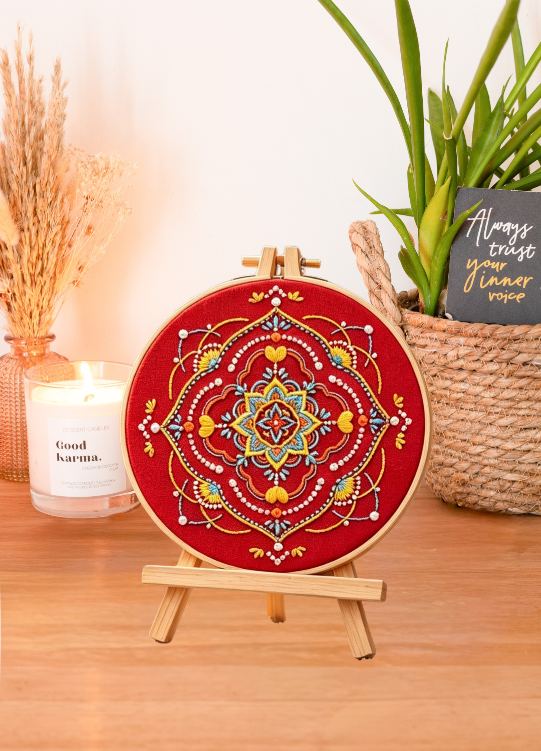 Ruby Mandala – Borduurset met kleurrijke mandala