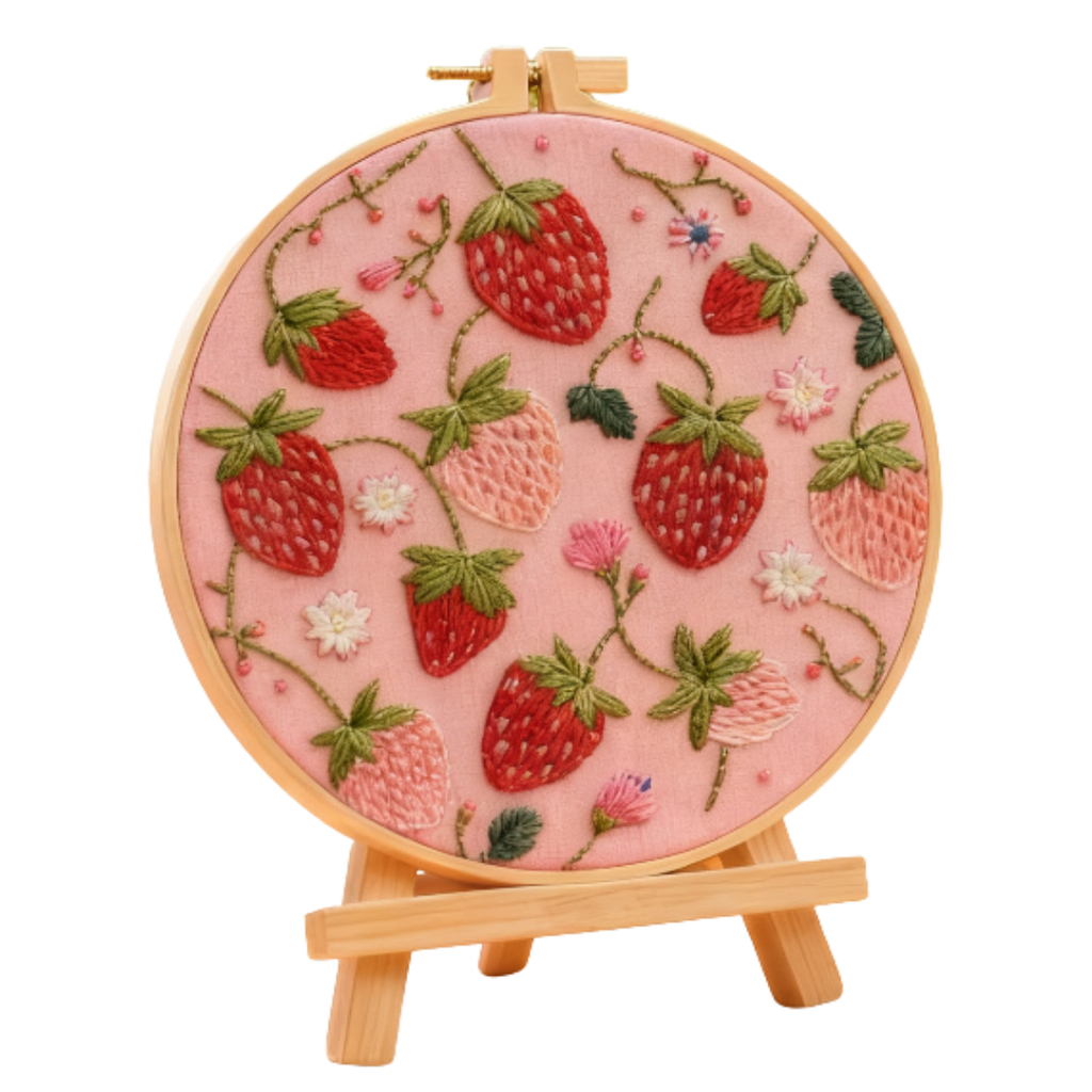 Strawberry Fields – Embroidery kit with summery strawberries