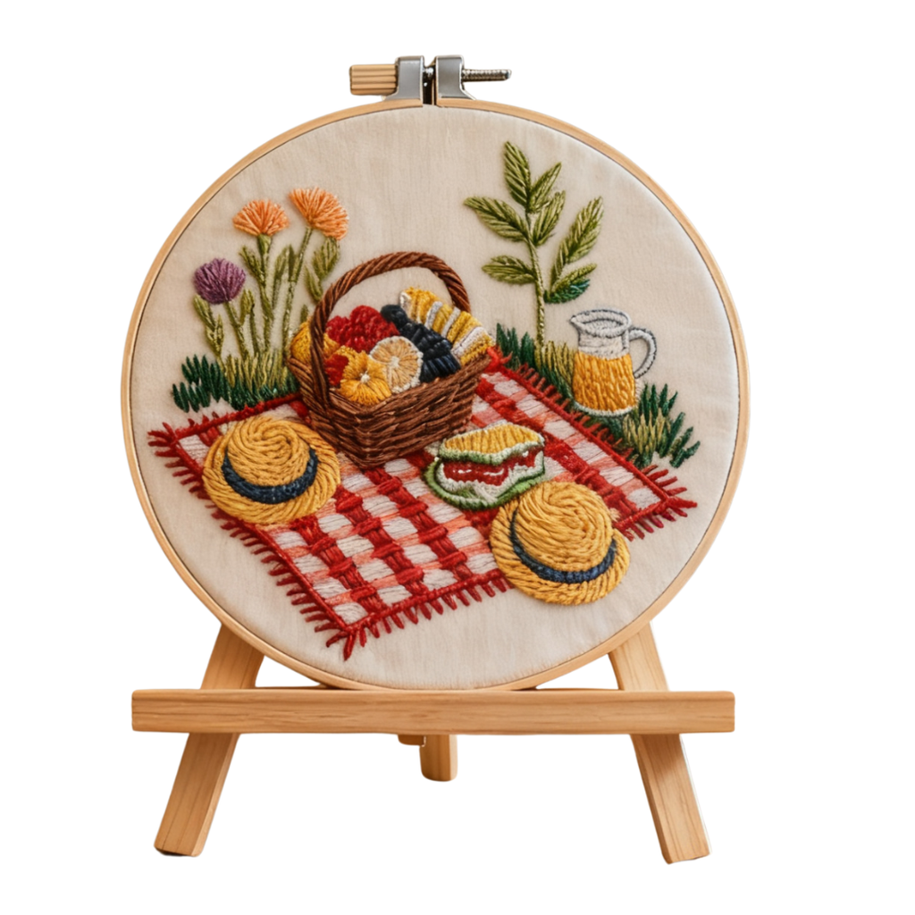 Picnic Meadow – Embroidery kit with picnic blanket and summer colors