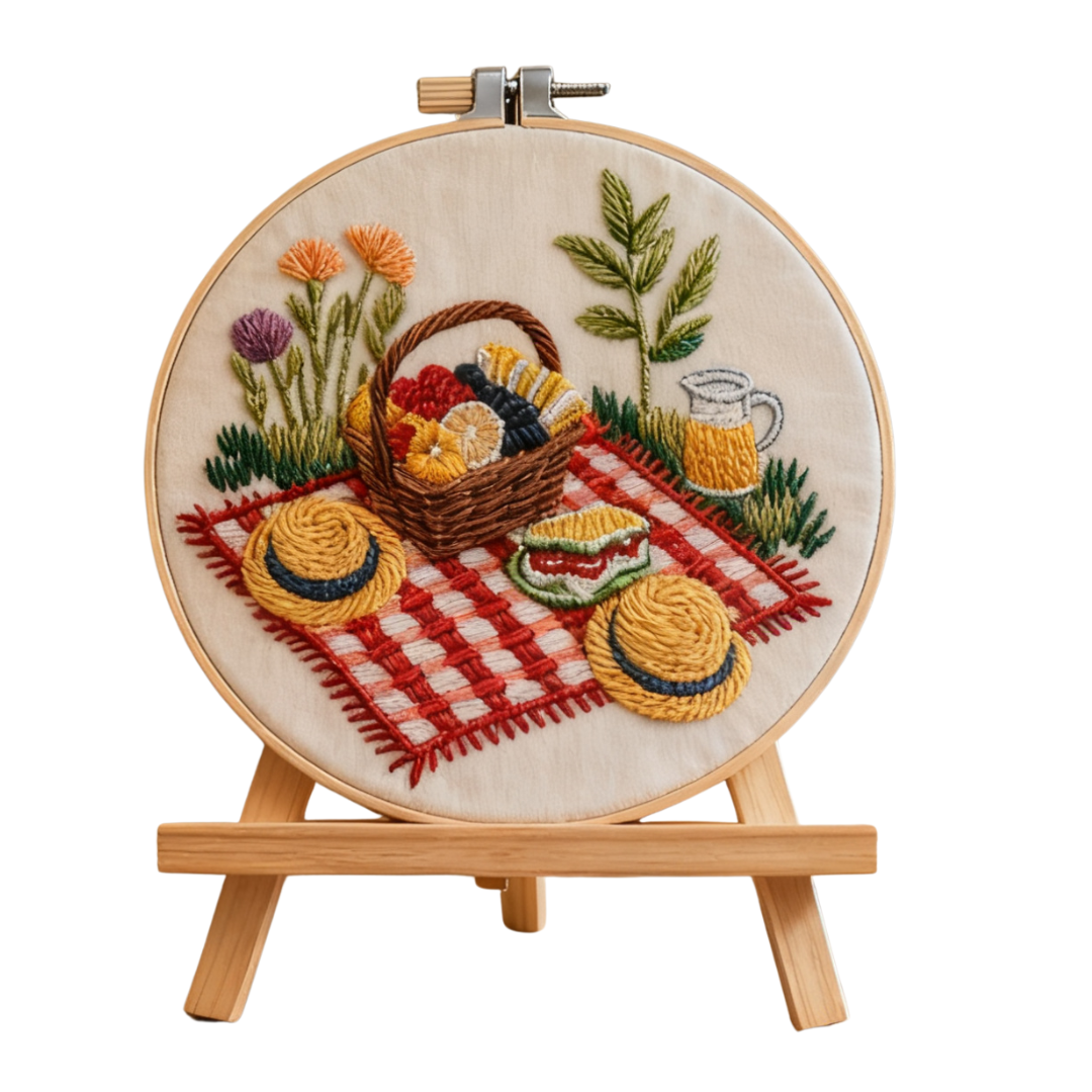 Picnic Meadow – Embroidery kit with picnic blanket and summer colors