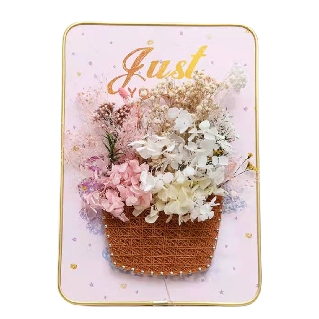 Blossom Basket - String Art Set met droogbloemen en ledlichtjes