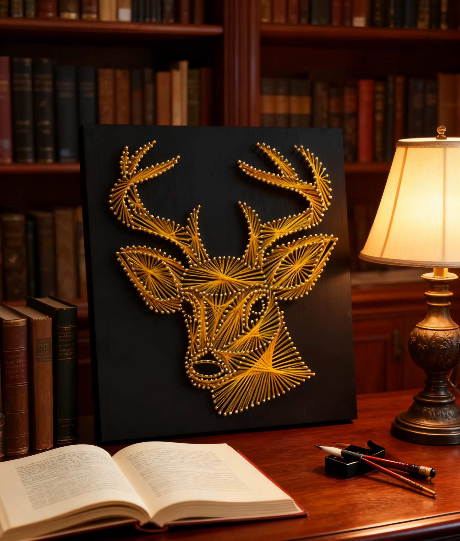 Golden Deer Portrait – String Art Set