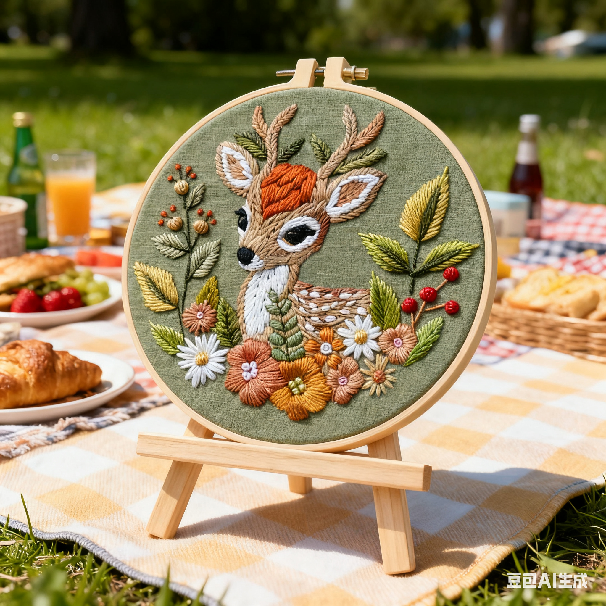 Forest Deer – Borduurset met jong hertje en herfstbloemen