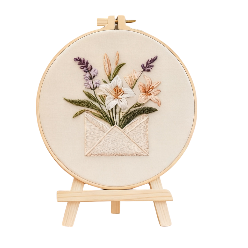 Envelope Bloom – Embroidery kit with a flower bouquet in an envelope