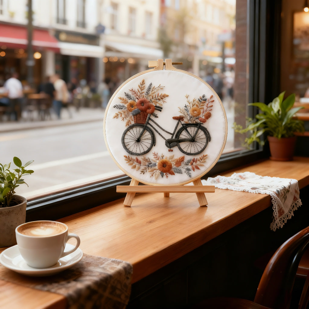Autumn Ride – Borduurset met fiets en herfstbloemen