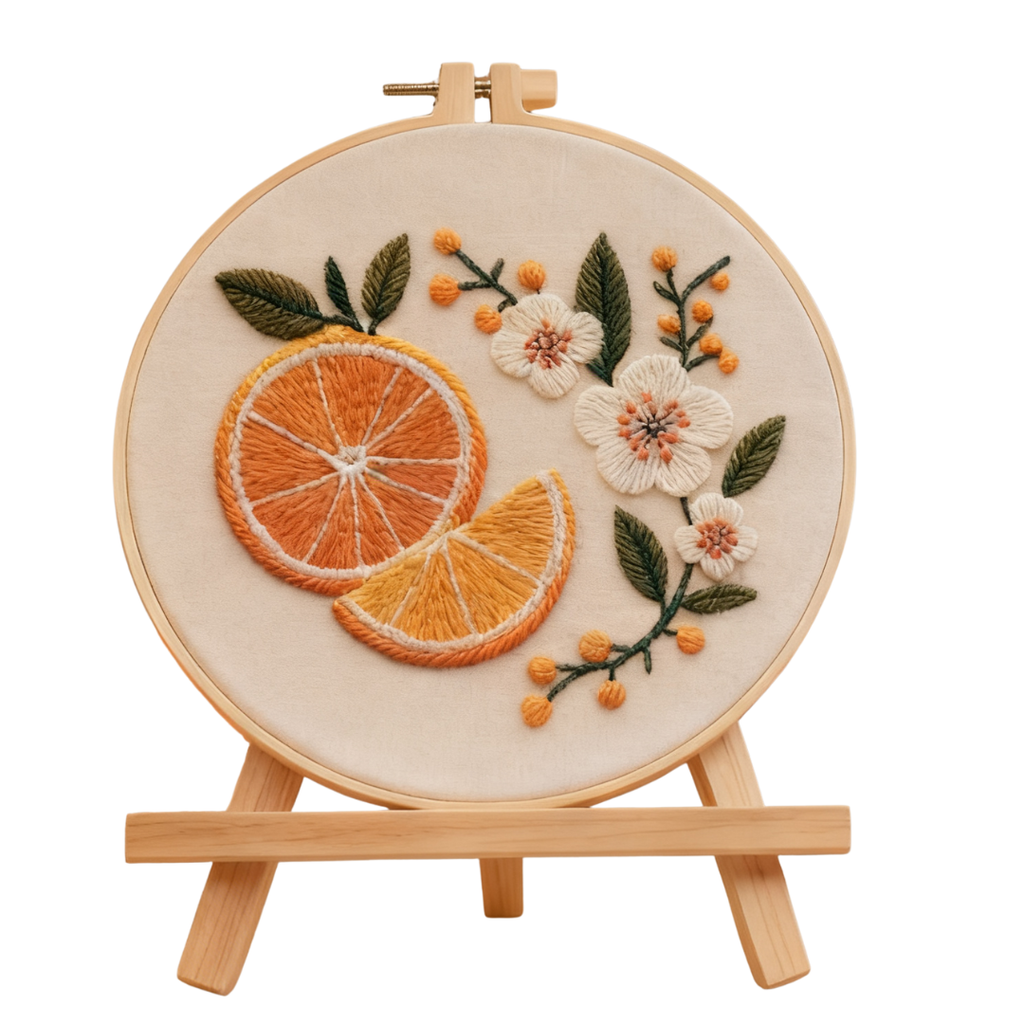 Citrus Bloom – Borduurset met sinaasappel en lenteachtige bloesems