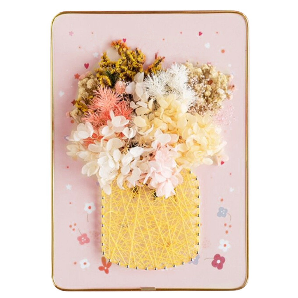 Golden Vase - String Art Set with dried flowers and LED lights
