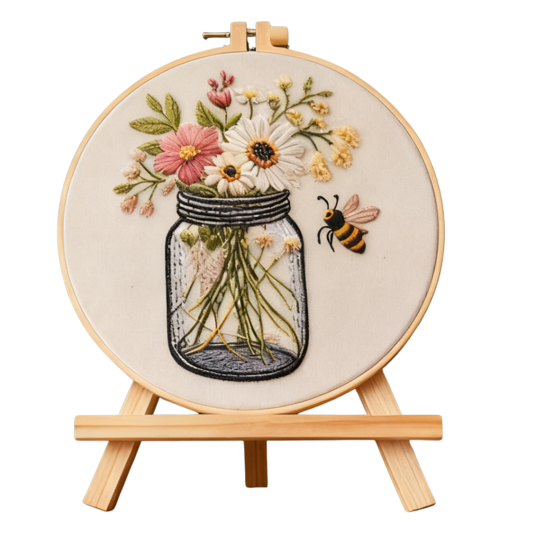 Honey Meadow – Embroidery Kit with Flowers and Bee