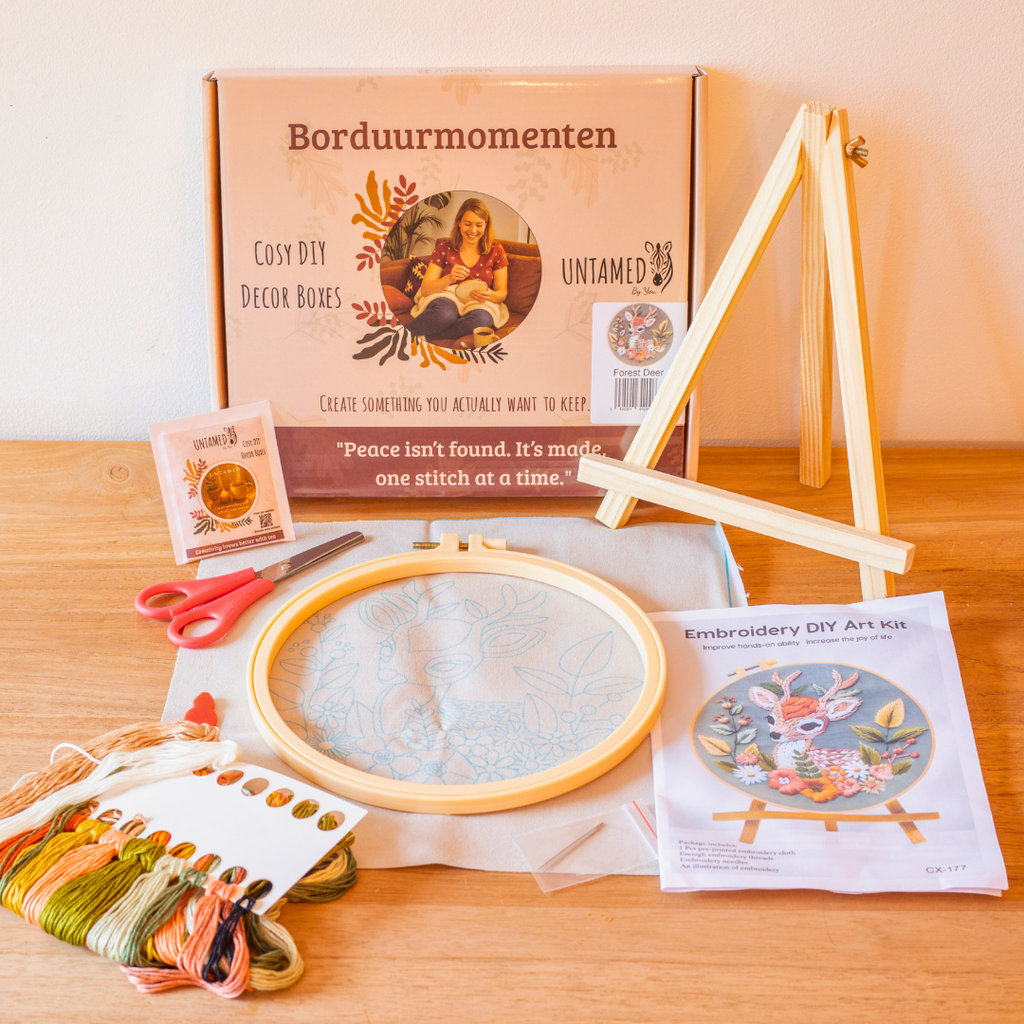 Forest Deer – Embroidery kit with a young deer and autumn flowers