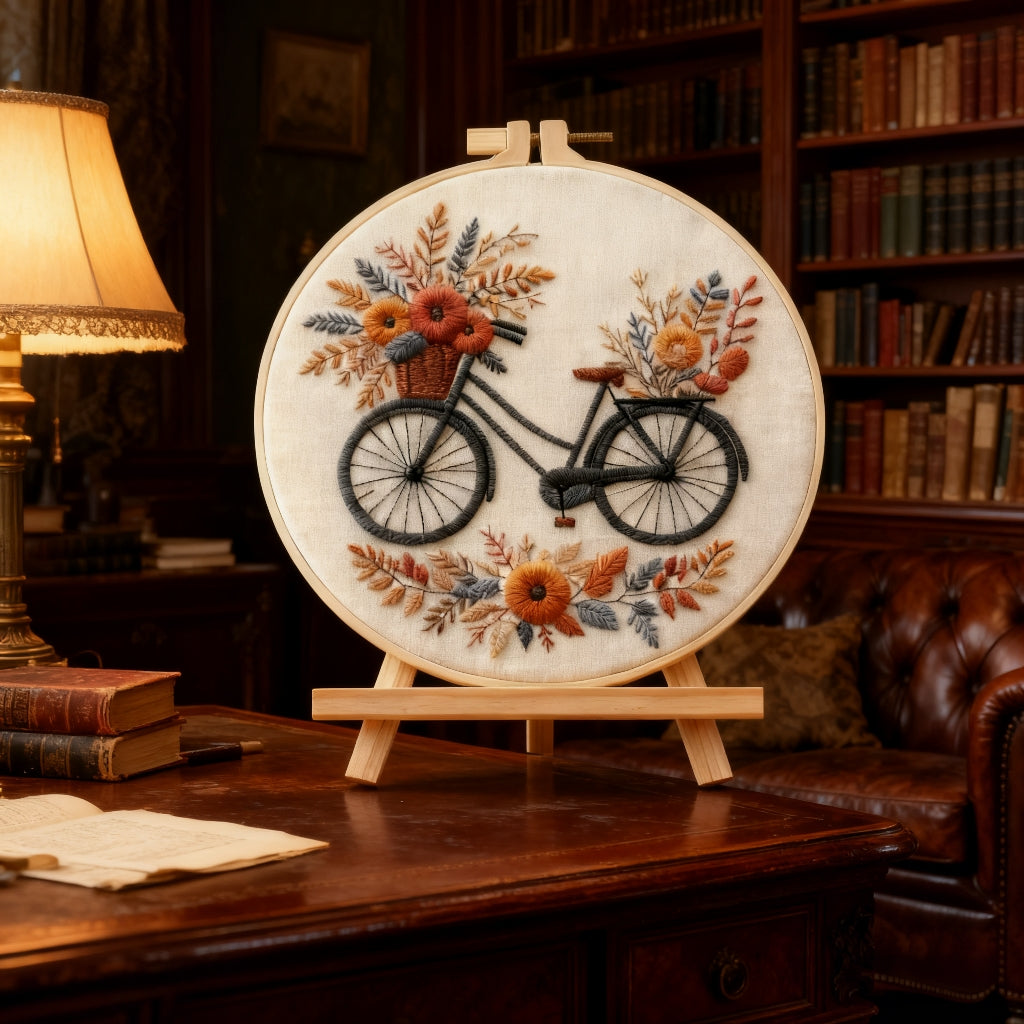 Autumn Ride – Borduurset met fiets en herfstbloemen