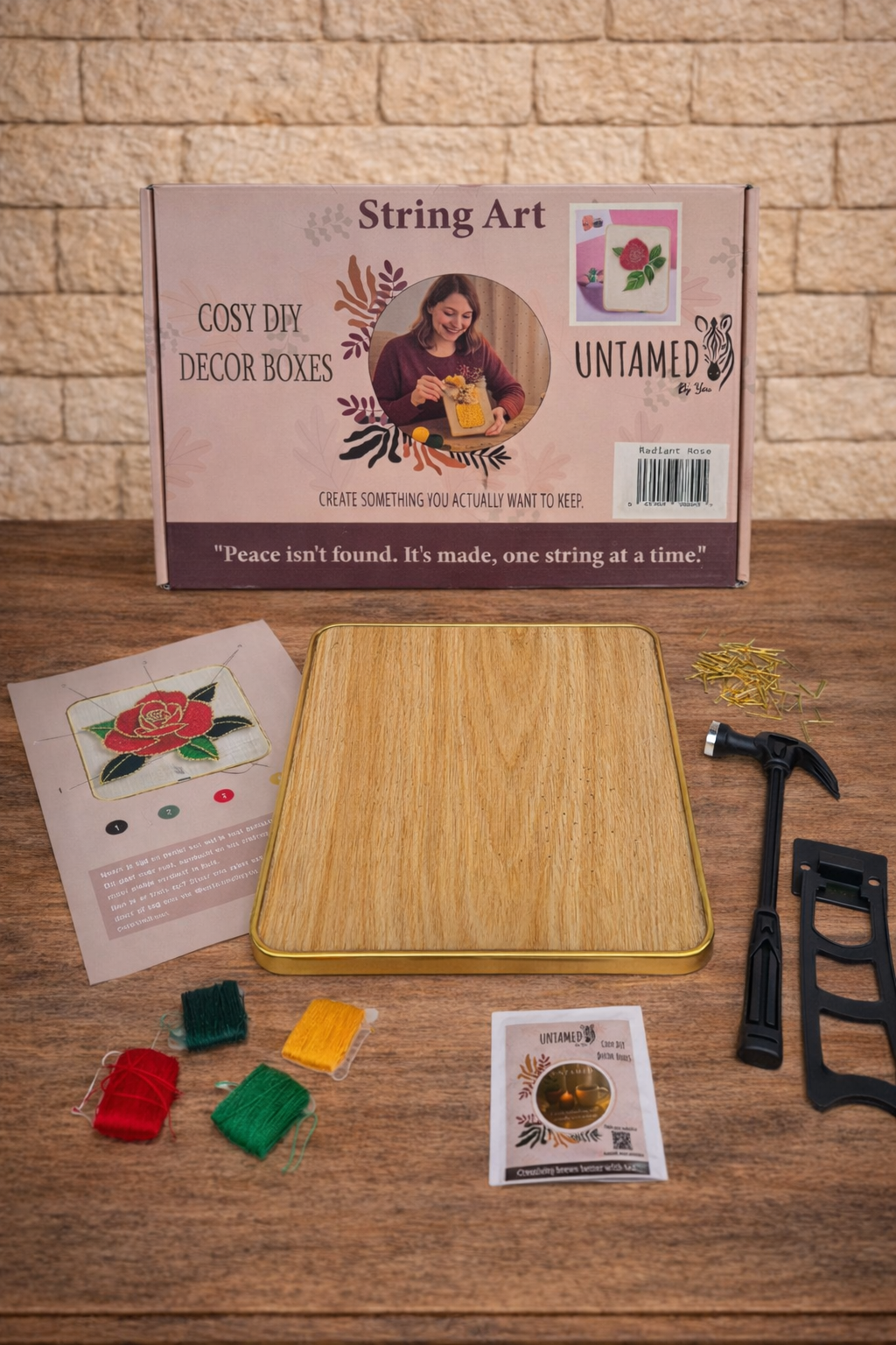 Radiant Rose - String Art Set with red rose