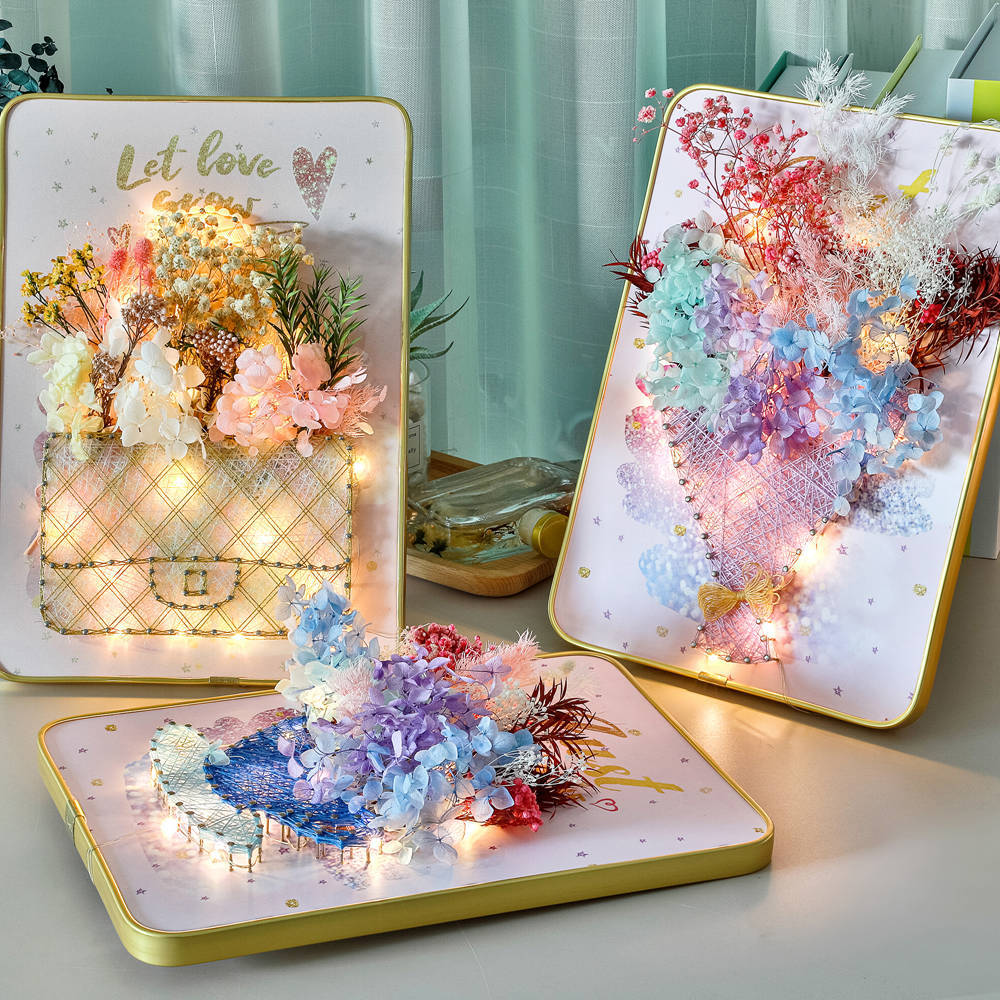 Glow Purse – String Art Set met lichtjes en zachte droogbloemen