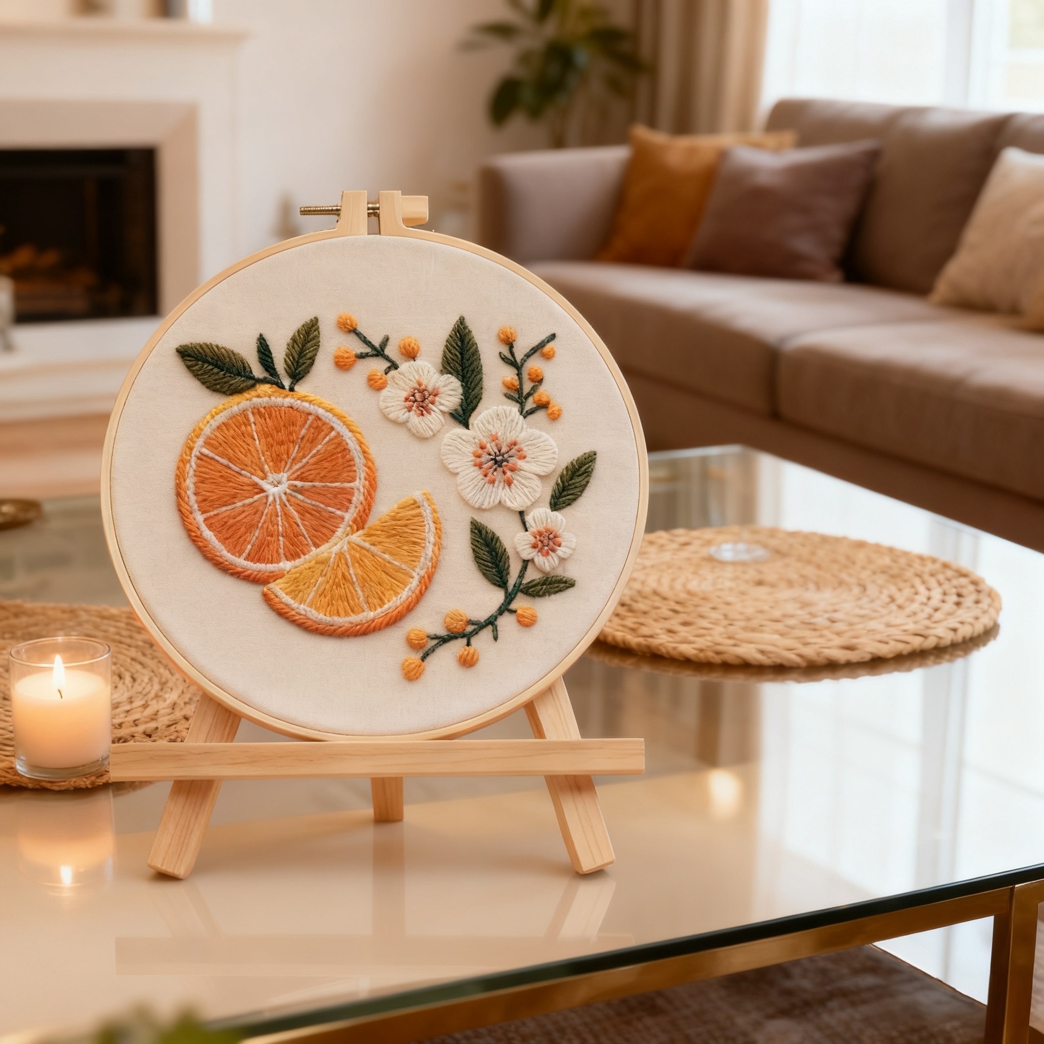 Citrus Bloom – Borduurset met sinaasappel en lenteachtige bloesems