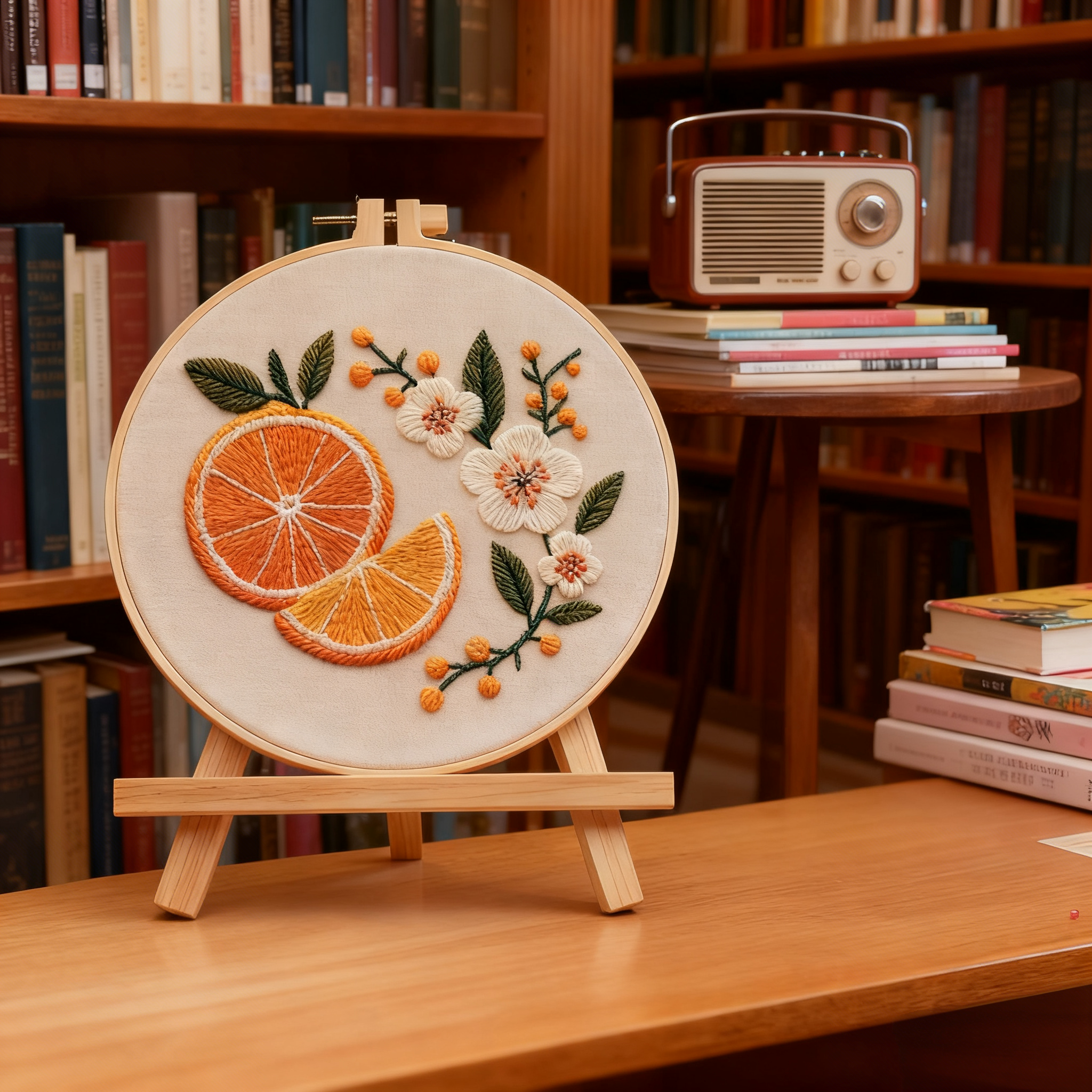 Citrus Bloom – Borduurset met sinaasappel en lenteachtige bloesems