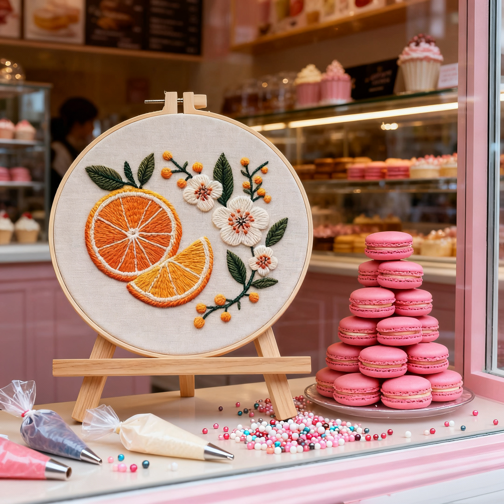 Citrus Bloom – Borduurset met sinaasappel en lenteachtige bloesems