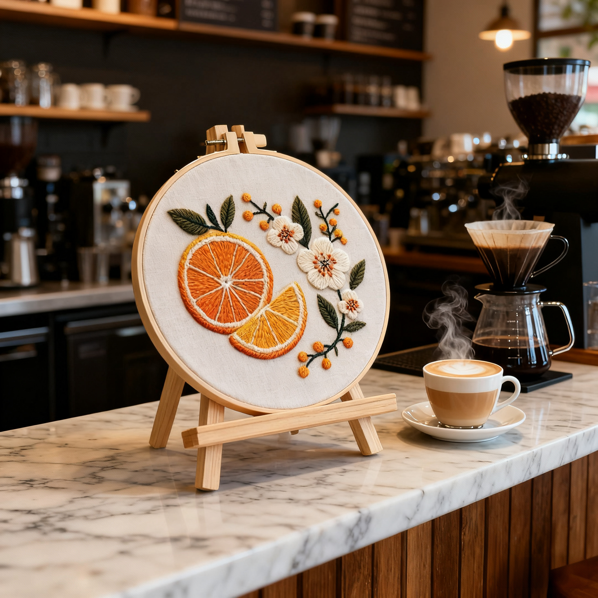 Citrus Bloom – Borduurset met sinaasappel en lenteachtige bloesems