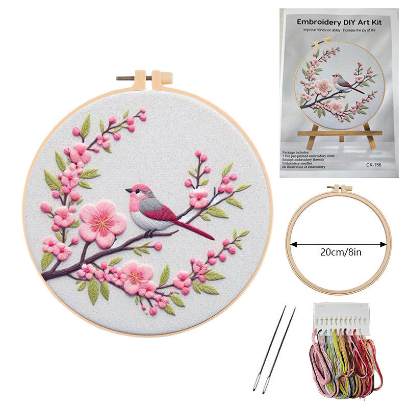 Blossom Song – Borduurset met vogel op bloesemtak