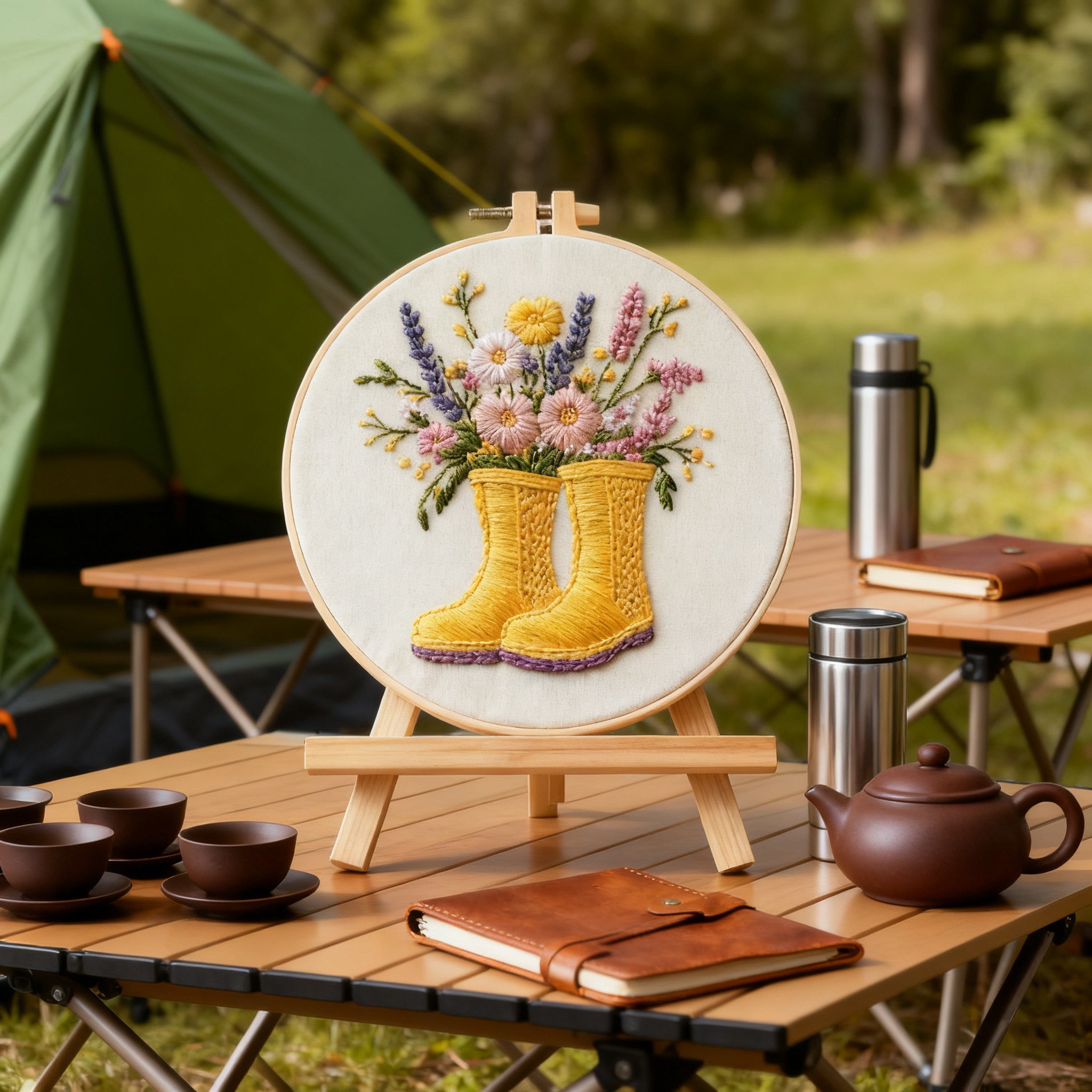 Spring Boots – Borduurset met laarsjes en lentebloemen