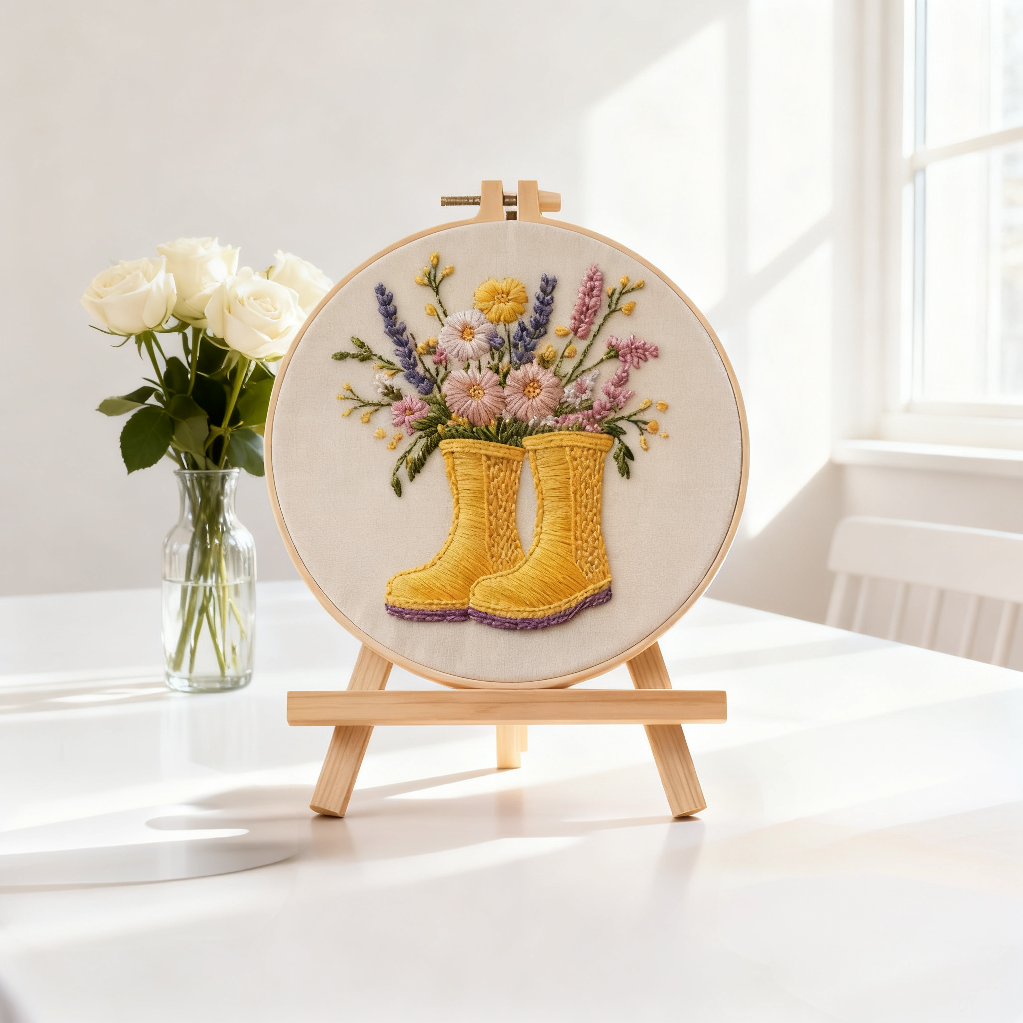 Spring Boots – Borduurset met laarsjes en lentebloemen