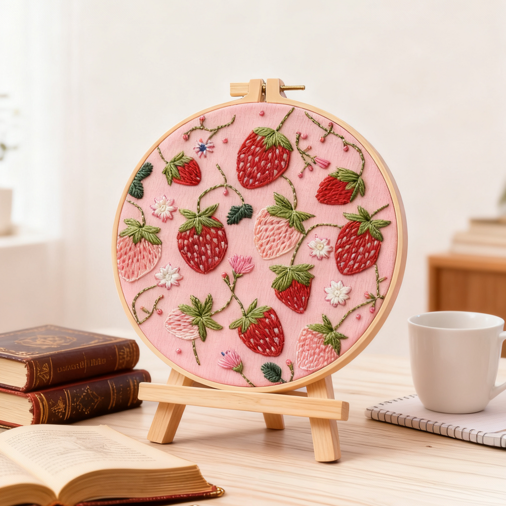 Strawberry Fields – Embroidery kit with summery strawberries