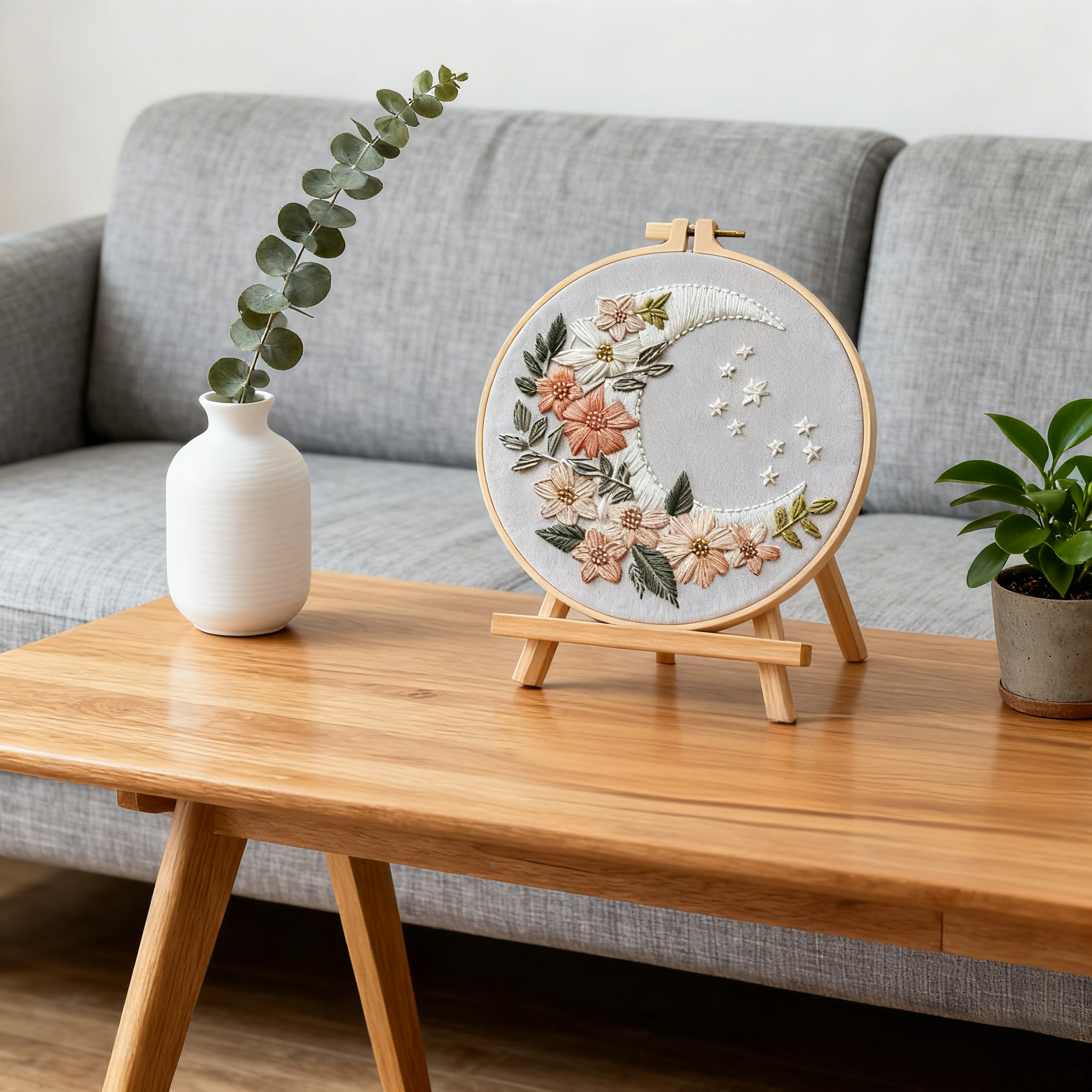 Moonlit Garden – Borduurset met maan, bloemen en sterren