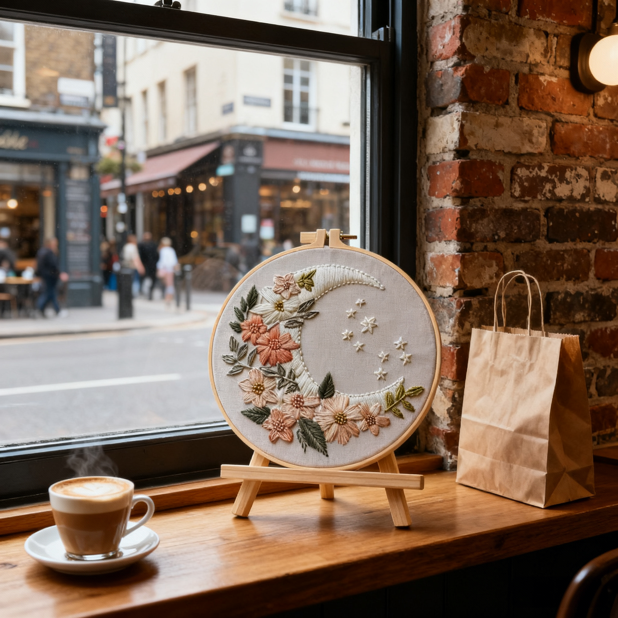 Moonlit Garden – Borduurset met maan, bloemen en sterren