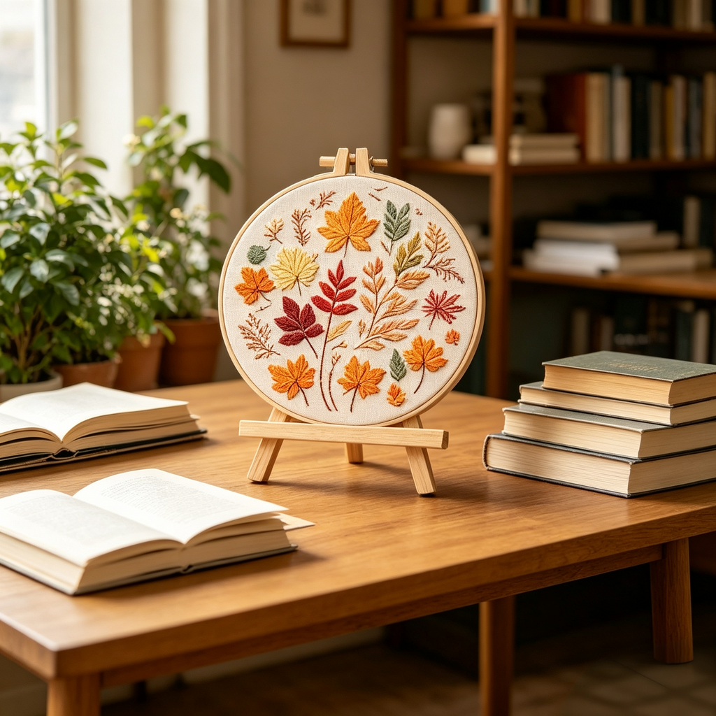 Maple Glow – Borduurset met herfstbladeren in warme tinten