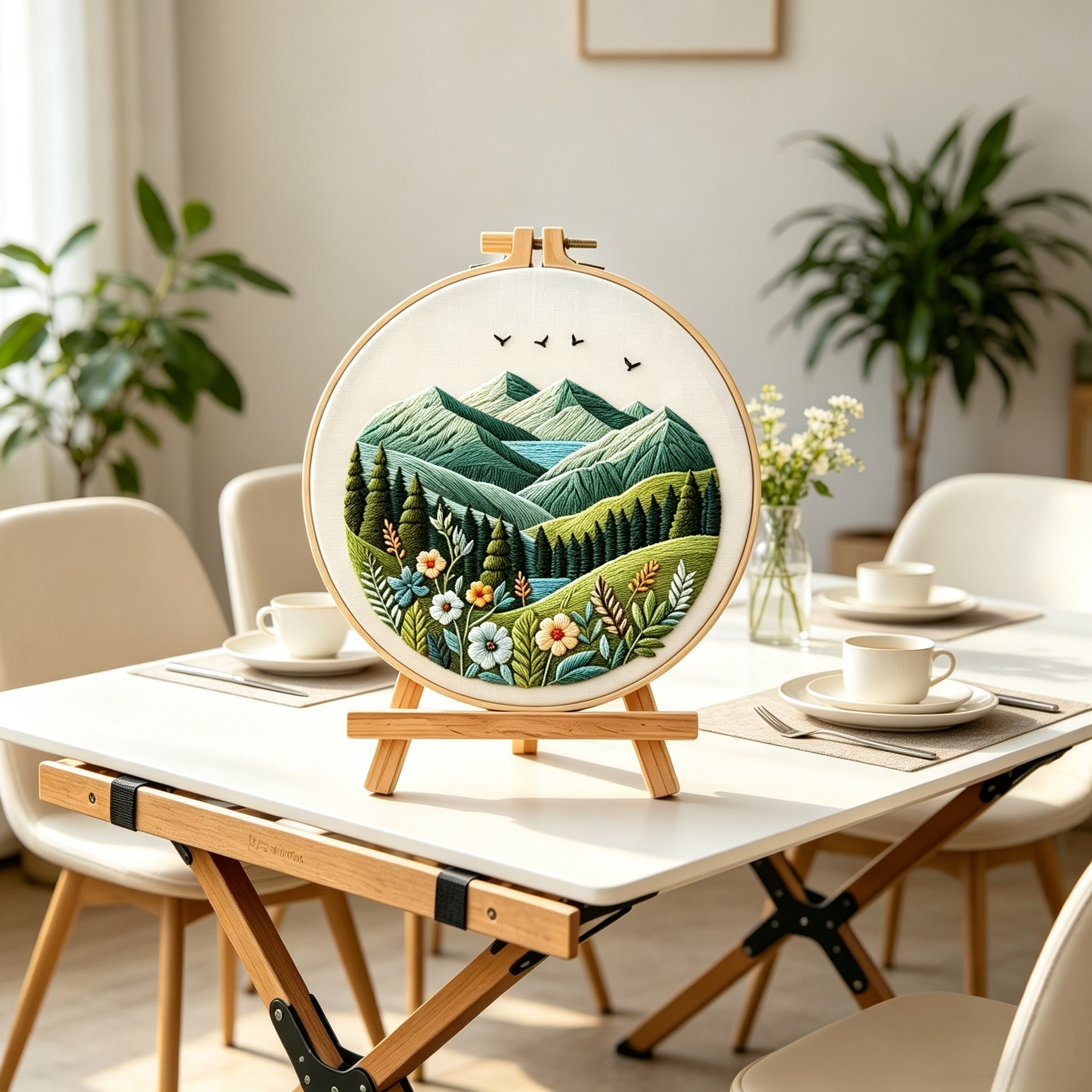 Emerald Valley – Borduurset met berglandschap en bloemen