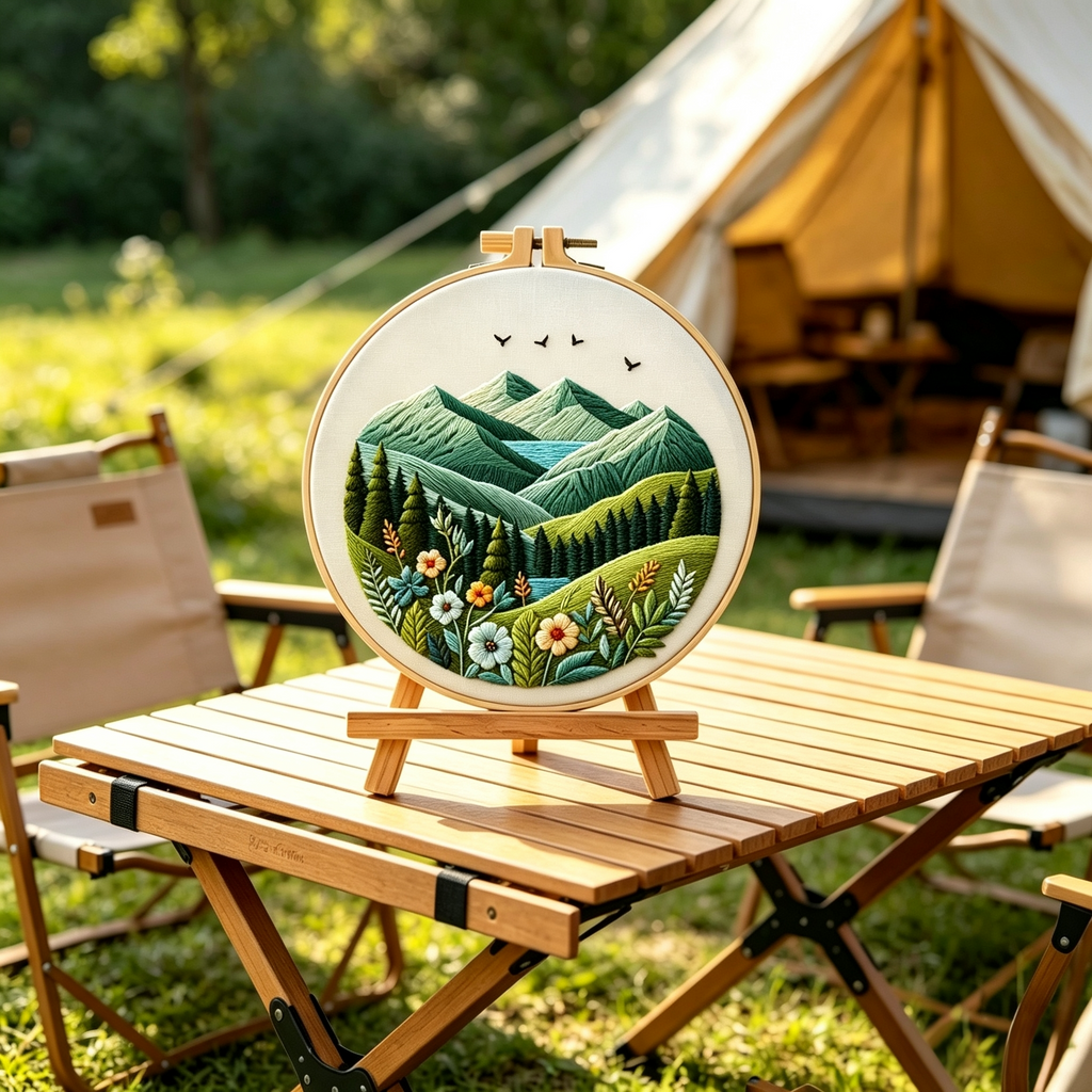 Emerald Valley – Borduurset met berglandschap en bloemen