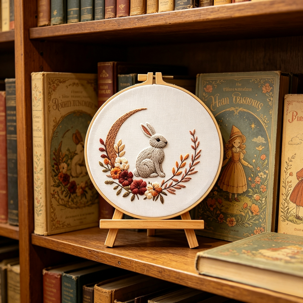 Forest Bunny – Borduurset met konijn in herfstkrans