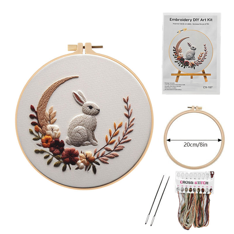 Forest Bunny – Borduurset met konijn in herfstkrans