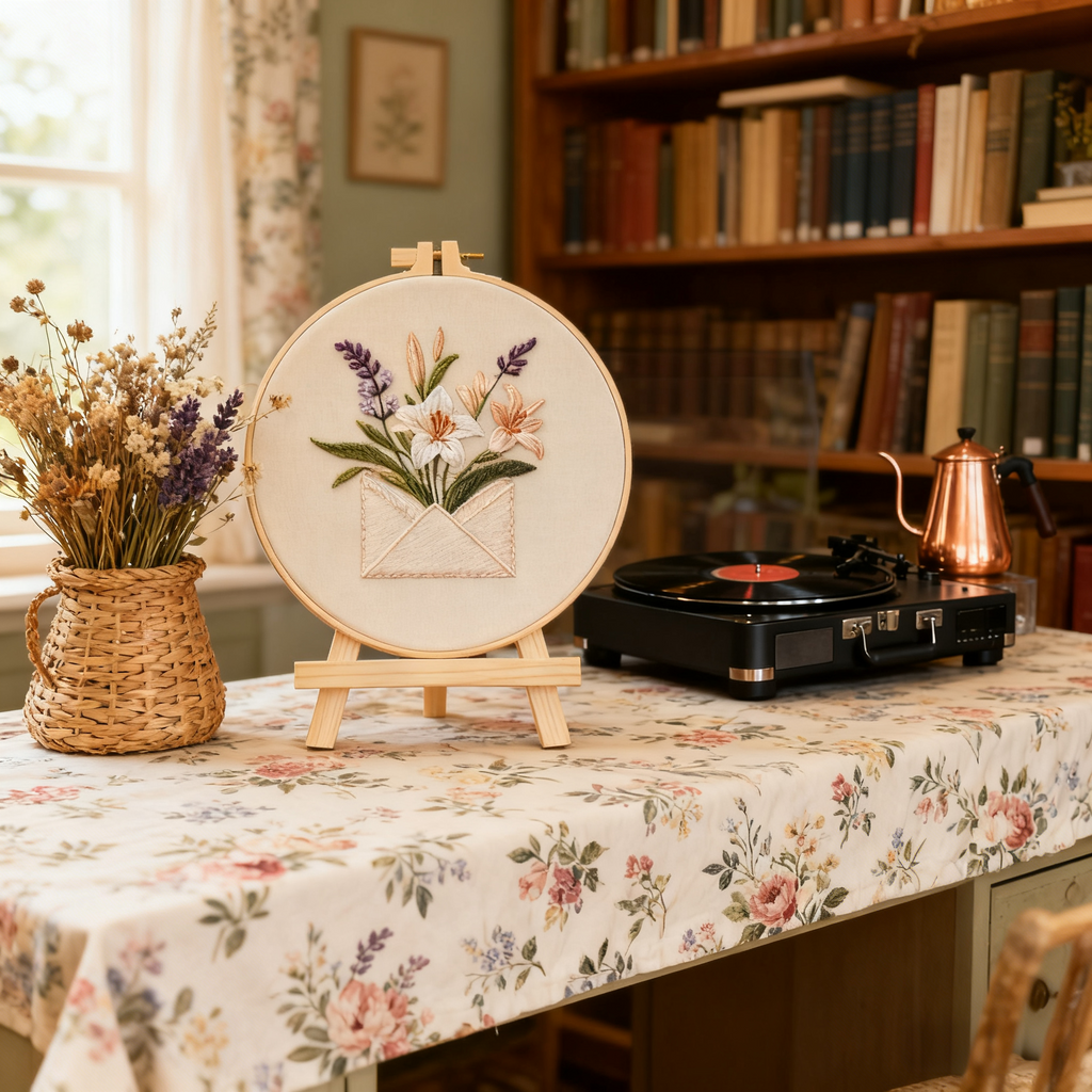 Envelope Bloom – Borduurset met bloemenboeket in een envelop