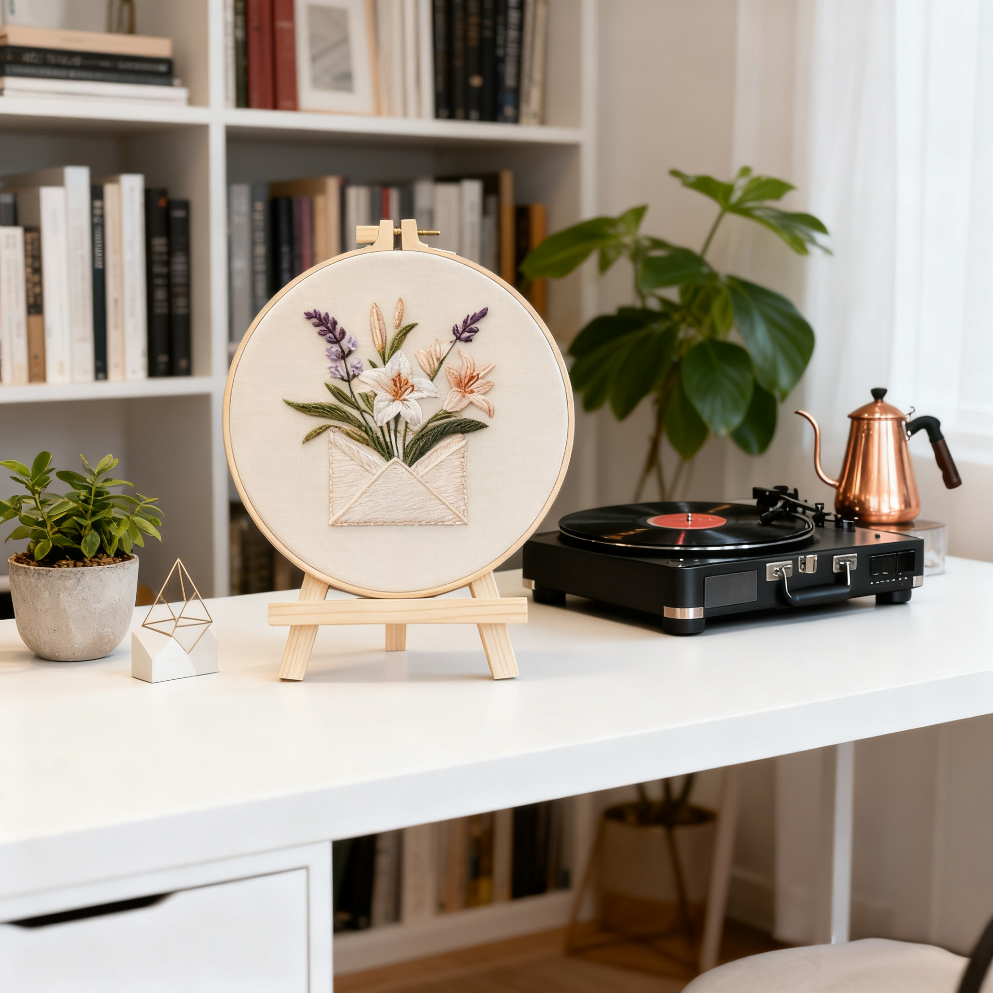 Envelope Bloom – Borduurset met bloemenboeket in een envelop