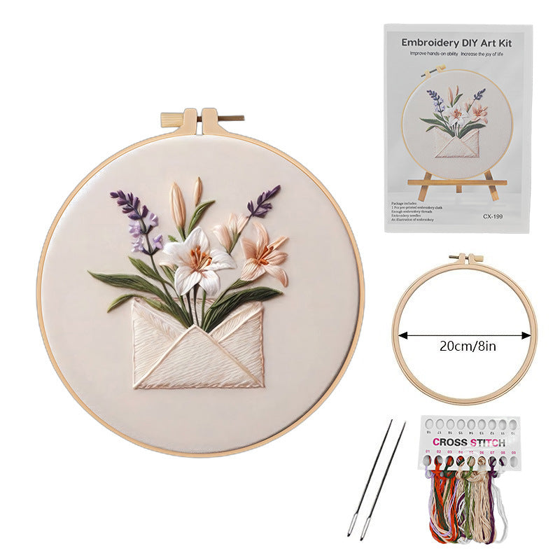 Envelope Bloom – Borduurset met bloemenboeket in een envelop