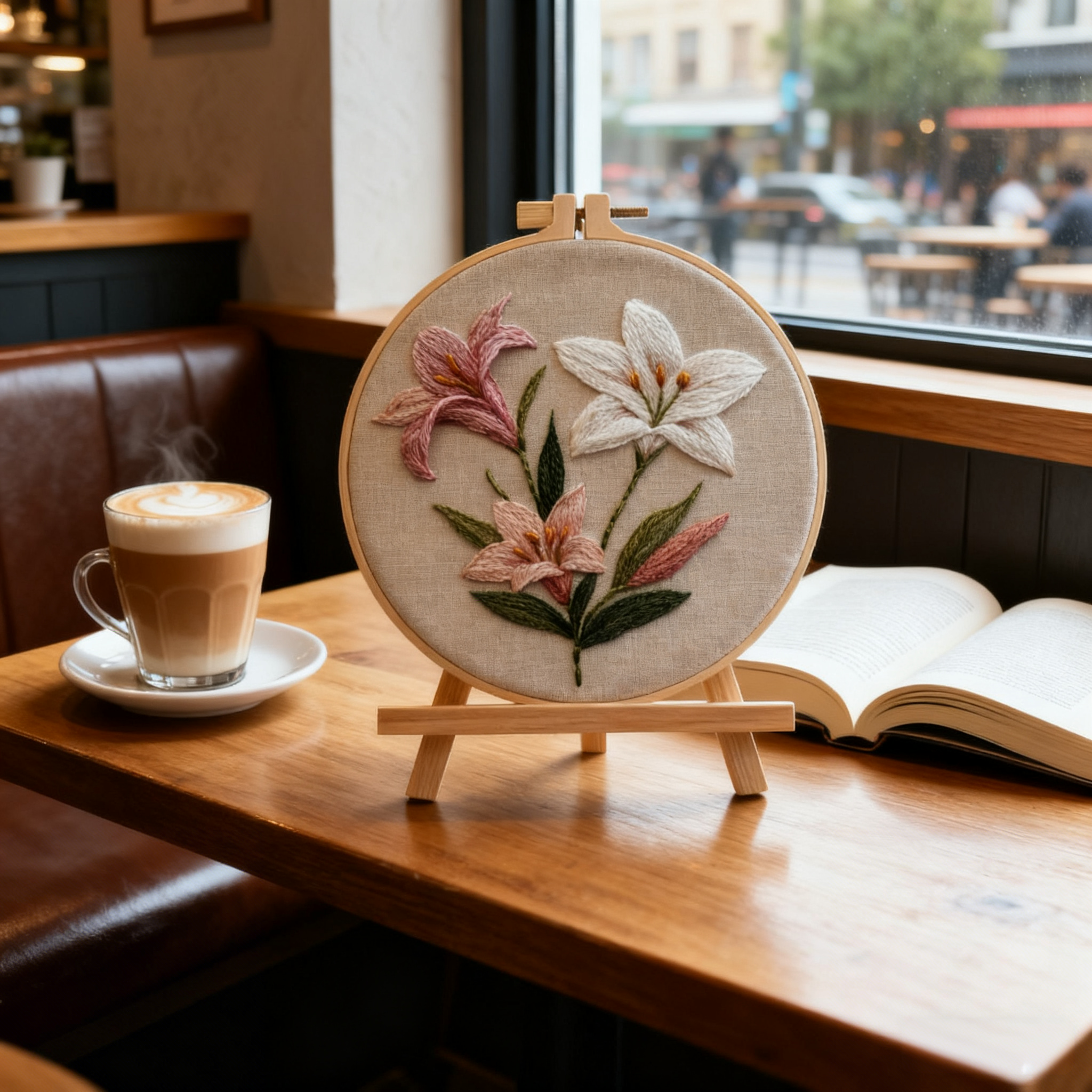 Lily Grace – Borduurset met elegante lelies in zachte tinten