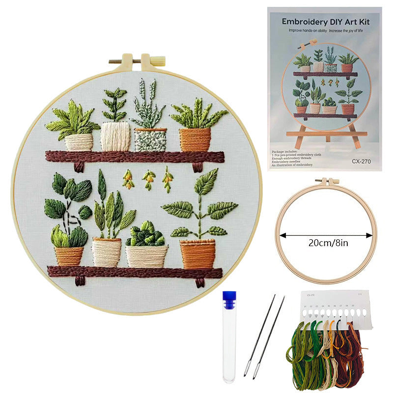 Green Haven – Borduurset met plantenshelf en kamerplanten