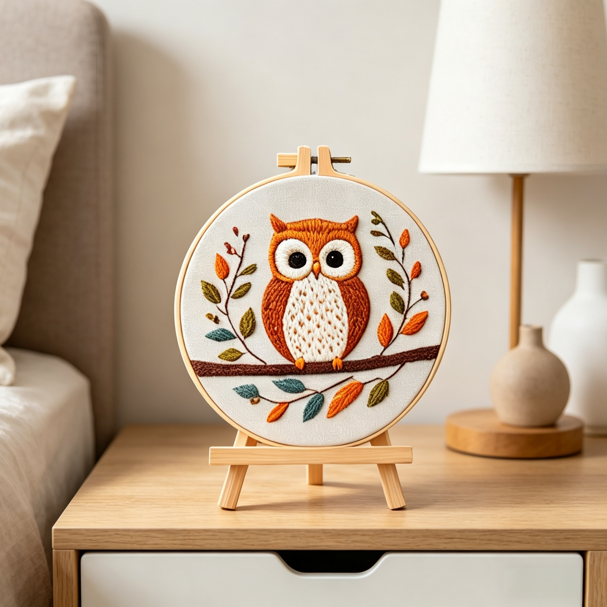 Evening Guardian – Borduurset met uil op tak